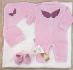 طقم ولادة 4 قطع فرو جناح بناتى