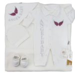 طقم ولادة 4 قطع فرو جناح بناتى