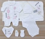 طقم ولادة 7 قطع قطيفه دب بالونات كوفرته مبطنه فرو