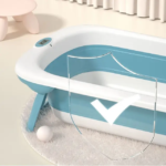 بانيو سيليكون قابل للطى بمقياس حرارة بمخدة مبطنه