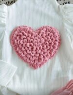 طقم بناتي شتوي أنيق قلب بارز شى ان