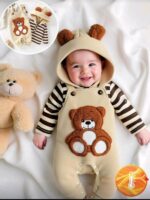 طقم سالوبيت أطفال شتوي بتصميم دب شى ان