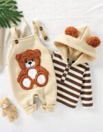 طقم سالوبيت أطفال شتوي بتصميم دب شى ان