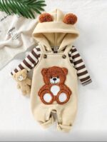 طقم سالوبيت أطفال شتوي بتصميم دب شى ان