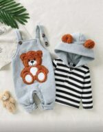 طقم سالوبيت أطفال شتوي بتصميم دب شى ان