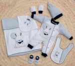 طقم ولادة و سبوع 6 قطع قطن اولادى روجلان