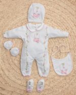 طقم السبوع والولادة 5 قطع قطن فيونكه