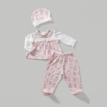 طقم بيبي 3 قطع بناتي مع كاب فل مون