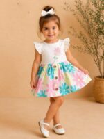 فستان بناتي صيفي مزهر