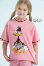 طقم بناتي كاجوال بشخصيات كرتونية