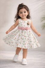 فستان بناتي صيفي بحزام فيونكة
